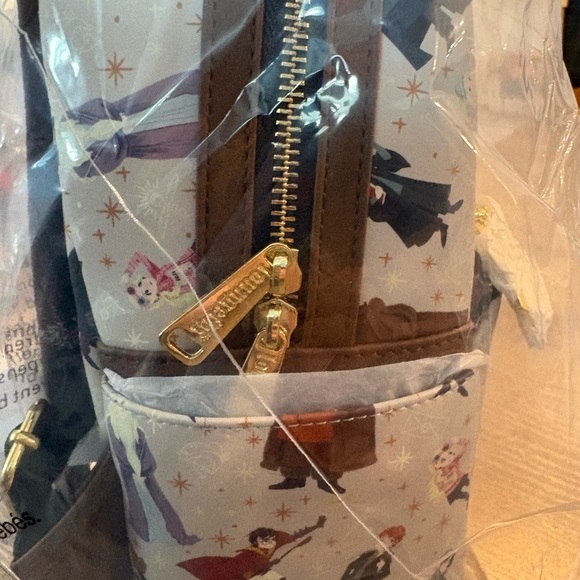 Loungefly Harry Potter Cream Mini Backpack with Multicolor Character Print